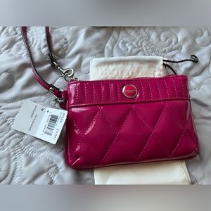 NWT Coach quilted fuchsia pink wristlet wallet